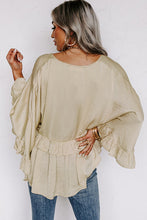 Load image into Gallery viewer, Draped Batwing Sleeve Ruffle Top
