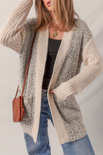 Load image into Gallery viewer, Color Block Mixed Texture Side Pockets Open Front Cardigan
