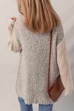 Load image into Gallery viewer, Color Block Mixed Texture Side Pockets Open Front Cardigan
