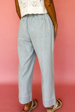 Load image into Gallery viewer, Stripe Mid Rise Drawstring Waist Jeans
