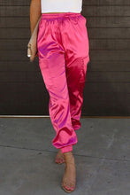 Load image into Gallery viewer, Satin Pocketed Drawstring Elastic Waist Pants
