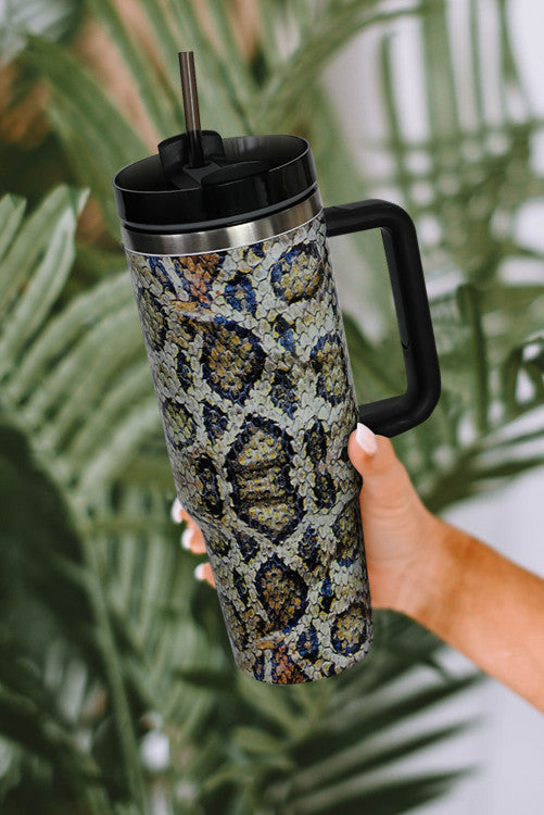 Snake Print Stainless Steel Handle Portable Cup 40oz