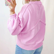Load image into Gallery viewer, Raw Edge Ribbed Detail Drop Shoulder Sweater
