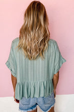 Load image into Gallery viewer, Laurel Green Textured Ruffled Hem Short Sleeve Blouse
