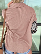 Load image into Gallery viewer, Leopard Patched Twisted Ribbed Casual Shacket
