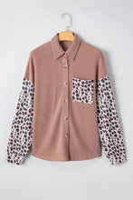 Load image into Gallery viewer, Leopard Patched Twisted Ribbed Casual Shacket
