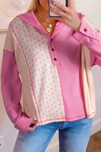Load image into Gallery viewer, Mixed Texture Waffle Floral Patchwork Hooded Oversize Pullover
