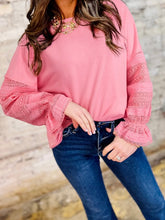 Load image into Gallery viewer, Drop Shoulder Lace Ruffled Sleeve Patchwork Loose Sweatshirt
