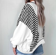 Load image into Gallery viewer, Stripe Colorblock Patchwork Contrast Stitching Oversize Sweatshirt
