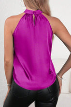 Load image into Gallery viewer, Pink Halter Neck Keyhole Back Satin Tank
