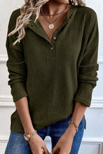 Load image into Gallery viewer, Rib Textured Henley Knit Top
