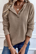 Load image into Gallery viewer, Rib Textured Henley Knit Top
