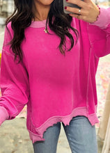 Load image into Gallery viewer, Twisted Rib Uneven Hem Drop Shoulder Loose Knit Top
