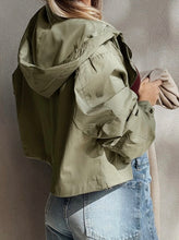 Load image into Gallery viewer, Laurel Green Zipped Pocket Cropped Hooded Utility Jacket
