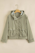 Load image into Gallery viewer, Laurel Green Zipped Pocket Cropped Hooded Utility Jacket
