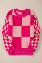 Load image into Gallery viewer, Mixed Checkered Pattern Drop Shoulder Loose Sweater
