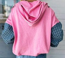 Load image into Gallery viewer, Checkered Patchwork Kangaroo Pocket Half Zipper Hoodie
