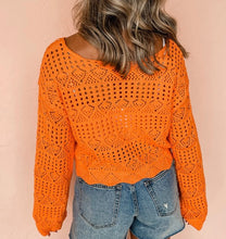 Load image into Gallery viewer, Open Crochet Scallop Edge Sweater
