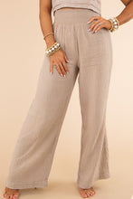 Load image into Gallery viewer, Khaki Textured High Waist Wide Leg Plus Size Pants
