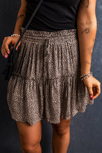 Load image into Gallery viewer, Leopard Drawstring Frilly Short Skirt
