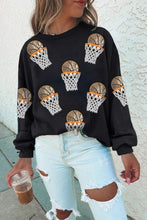 Load image into Gallery viewer, Basketball Patched Game Day Crew Neck Graphic Sweatshirt
