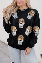 Load image into Gallery viewer, Basketball Patched Game Day Crew Neck Graphic Sweatshirt
