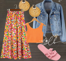 Load image into Gallery viewer, Orange Ribbed Seamless Cropped Tank Top
