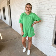 Load image into Gallery viewer, Raw Edge Half Sleeve Pocketed Loose Romper
