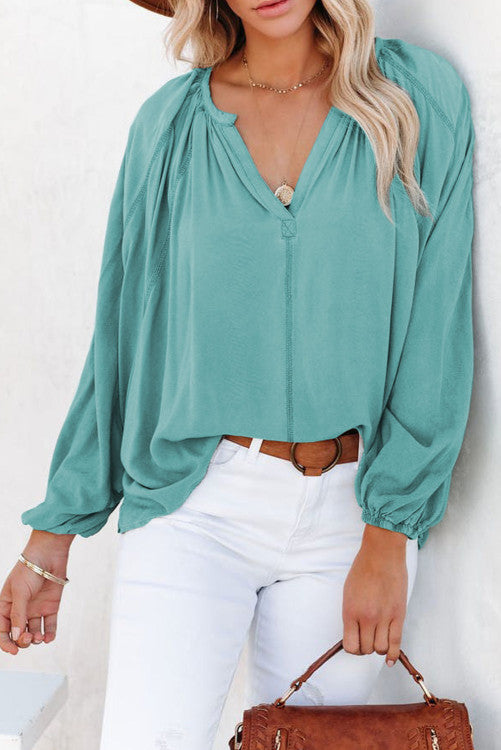 Split V Neck Dolman Top