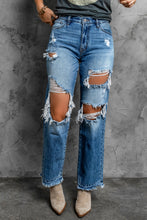 Load image into Gallery viewer, Distressed Hollow-out Boyfriend Jeans
