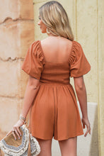 Load image into Gallery viewer, Square Neck Ruched Puff Sleeve Romper
