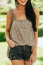 Load image into Gallery viewer, Cheetah Smocked Ruffle Strap Tank Top
