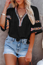 Load image into Gallery viewer, Tassel  Embroidered V Neck Top
