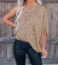 Load image into Gallery viewer, Leopard Asymmetric One Shoulder Blouse
