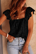 Load image into Gallery viewer, Lace Crochet Ruffled Square Neck Tank Top
