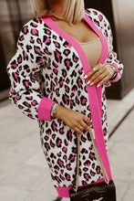 Load image into Gallery viewer, Rose Leopard Open Front Long Cardigan
