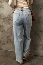 Load image into Gallery viewer, Distressed Frayed Hem Straight Leg Loose Jeans
