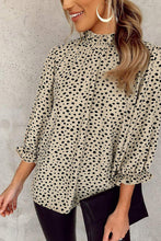 Load image into Gallery viewer, Frilled Neck 3/4 Sleeve Cheetah Print Blouse
