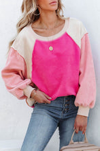 Load image into Gallery viewer, Rose Colorblock Long Sleeve Fleece Sweatshirt
