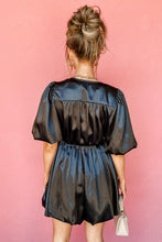 Load image into Gallery viewer, Princess Bubble Sleeve Satin Mini Dress
