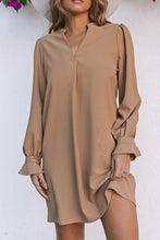 Load image into Gallery viewer, Split V Neck Ruffled Sleeves Shirt Dress
