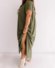 Load image into Gallery viewer, Plus Size V Neck Rolled Cuff Maxi Dress
