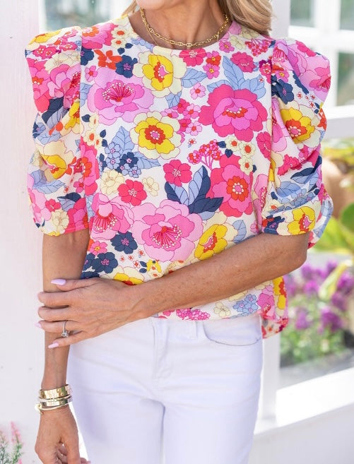 Puff Sleeve Floral Blouse