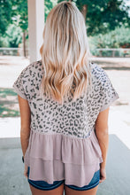 Load image into Gallery viewer, Leopard Tiered Ruffle Short Sleeve Top
