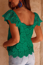 Load image into Gallery viewer, Lace Crochet Ruffled Square Neck Tank Top
