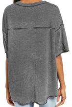 Load image into Gallery viewer, Gray Waffle Knit Raw Hem Top
