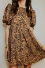 Load image into Gallery viewer, Animal Print Bubble Sleeve Babydoll Dress
