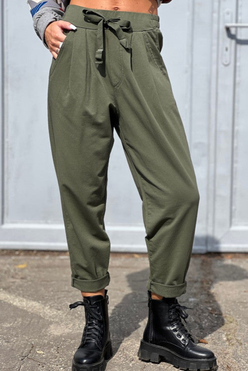 Casual Elastic Drawstring Waist Pants