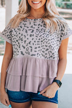 Load image into Gallery viewer, Leopard Tiered Ruffle Short Sleeve Top
