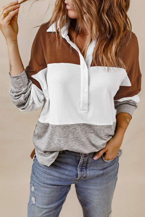 Collared Colorblock Sweatshirt